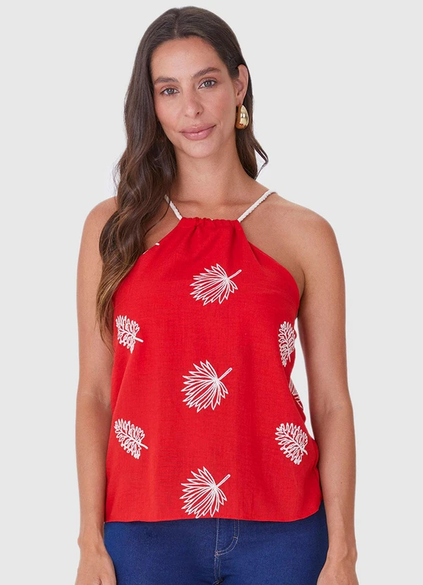 Malwee - Blusa Veemelha Folhas com Torção
