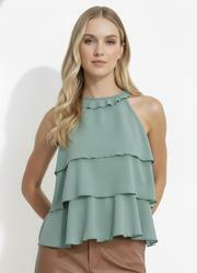 Blusa Verde Claro em Crepe Plano