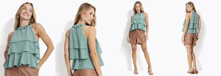 Blusa Verde Claro em Crepe Plano