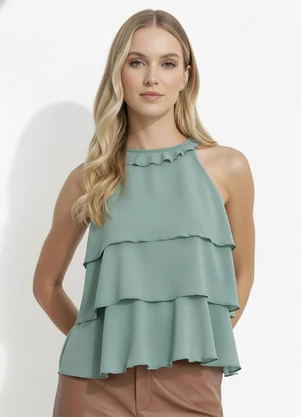 Quintess - Blusa Verde Claro em Crepe Plano - QUINTESS