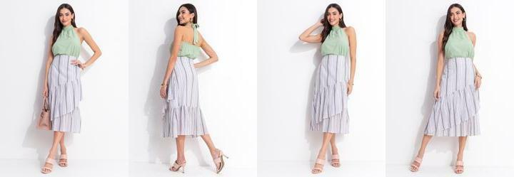 Blusa Verde Claro em Viscose Plana