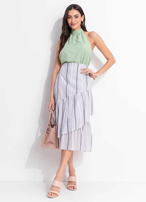Quintess - Blusa Verde Claro em Viscose Plana