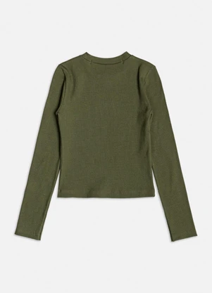 Authoria - Blusa Verde de Ribana com Manga Longa Verde - AUTHORIA