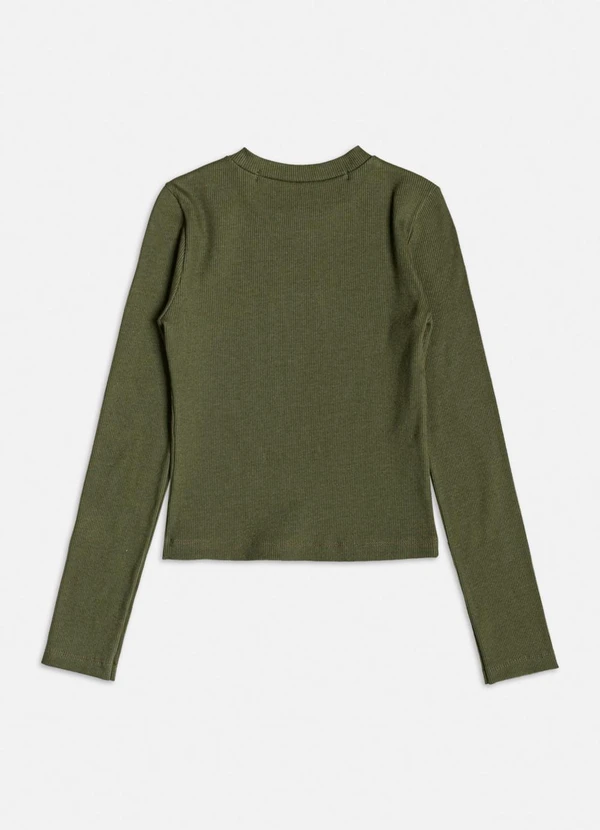 Authoria - Blusa Verde de Ribana com Manga Longa Verde 2
