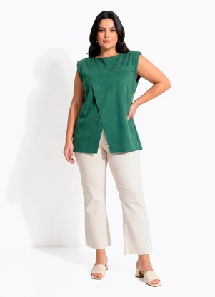 Quintess - Blusa Verde em Malha Suede - QUINTESS