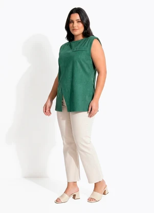 Quintess - Blusa Verde em Malha Suede - QUINTESS