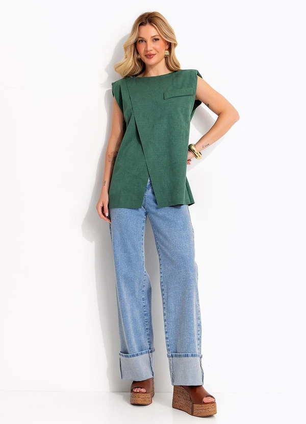 Quintess - Blusa Verde em Malha Suede 5