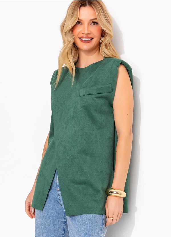 Quintess - Blusa Verde em Malha Suede 6