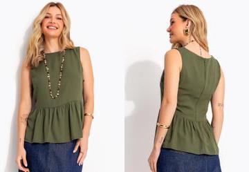 Blusa Verde em Viscose Sarjada
