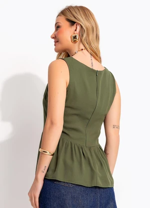 Quintess - Blusa Verde em Viscose Sarjada - QUINTESS