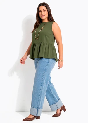 Quintess - Blusa Verde em Viscose Sarjada - QUINTESS