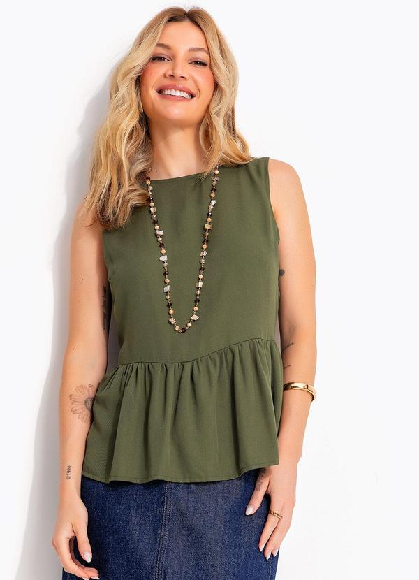 Blusa (Verde) em Viscose Sarjada