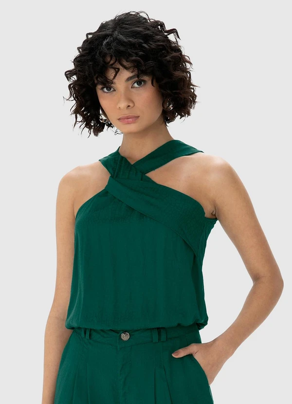 Enfim - Blusa Verde Esmeralda Balonê com Torção