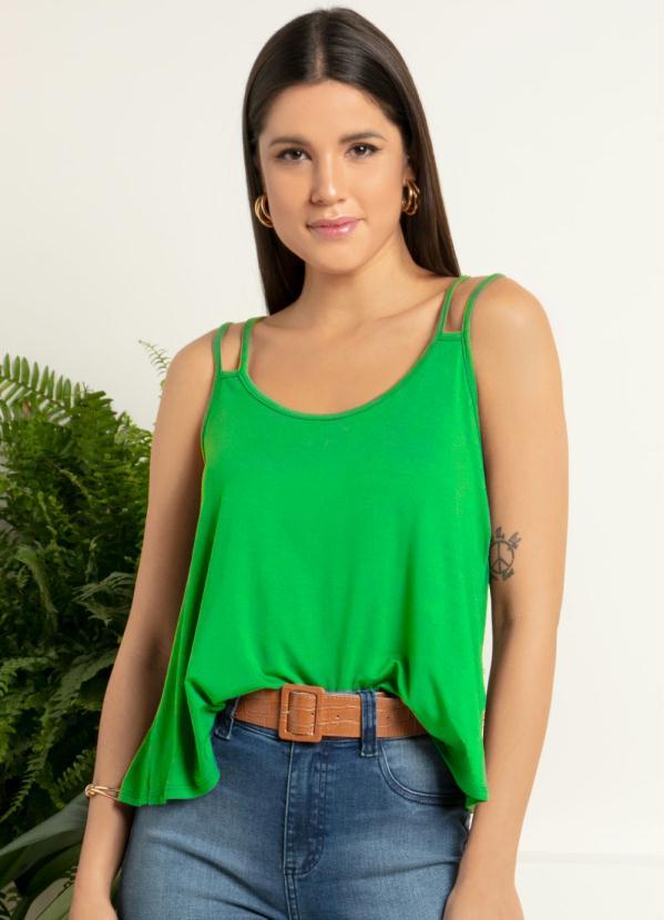 Quintess - Blusa Verde Folha com Alças Duplas