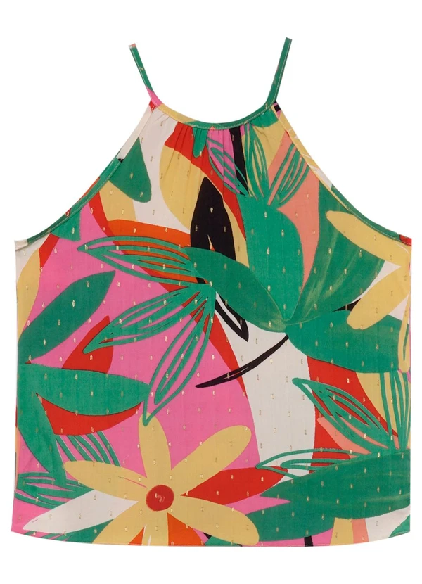 Malwee - Blusa Verde Folhagem em Plumetis Lurex