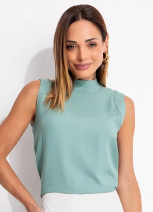 Quintess - Blusa Verde Menta em Viscose Plana - QUINTESS