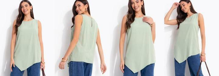 Blusa Verde Menta em Viscose Plana