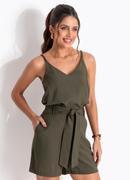 Blusa verde militar em alfaiataria de viscose com poli�ster
