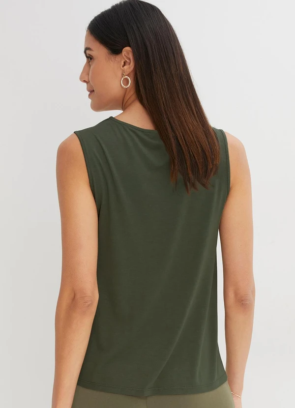 bonprix - Blusa Verde Militar em Malha de Viscose 2