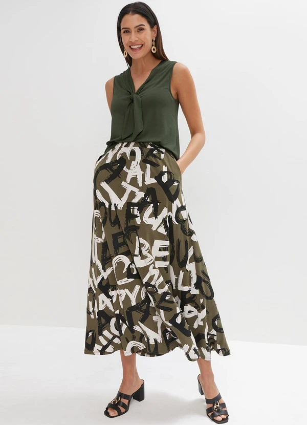 bonprix - Blusa Verde Militar em Malha de Viscose 3