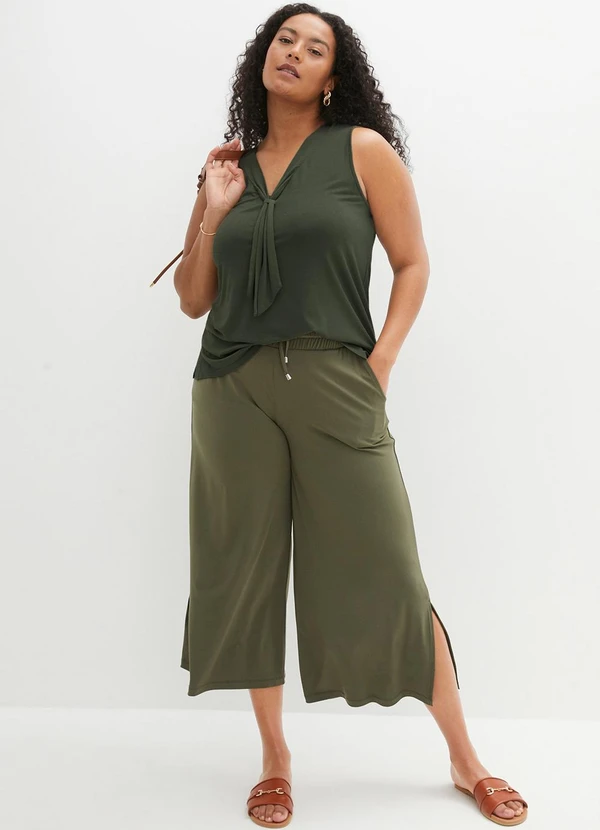 bonprix - Blusa Verde Militar em Malha de Viscose 6