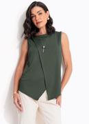 Blusa (verde militar) em malha Jacquard