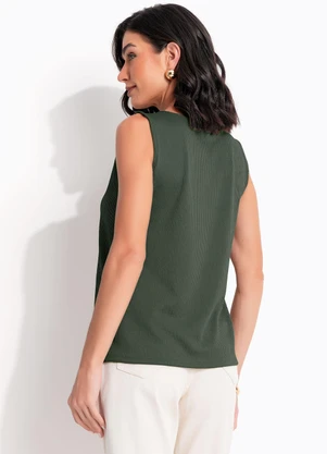 Quintess - Blusa Verde Militar em Malha Jacquard - QUINTESS
