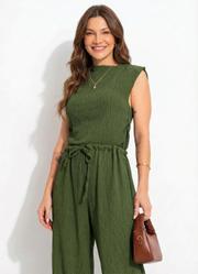 Blusa Verde Musgo em Malha Texturizada