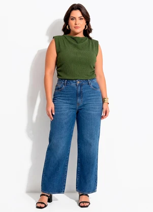 Quintess - Blusa Verde Musgo em Malha Texturizada - QUINTESS
