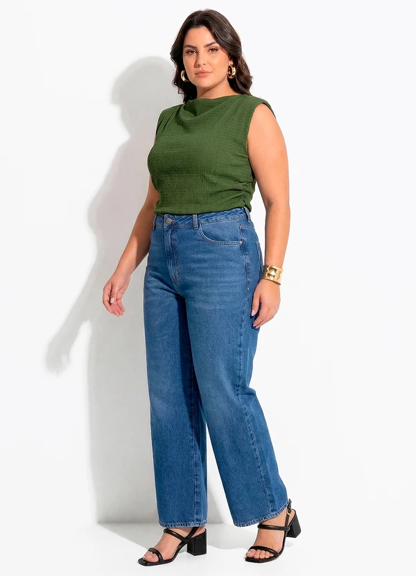 Quintess - Blusa Verde Musgo em Malha Texturizada 2