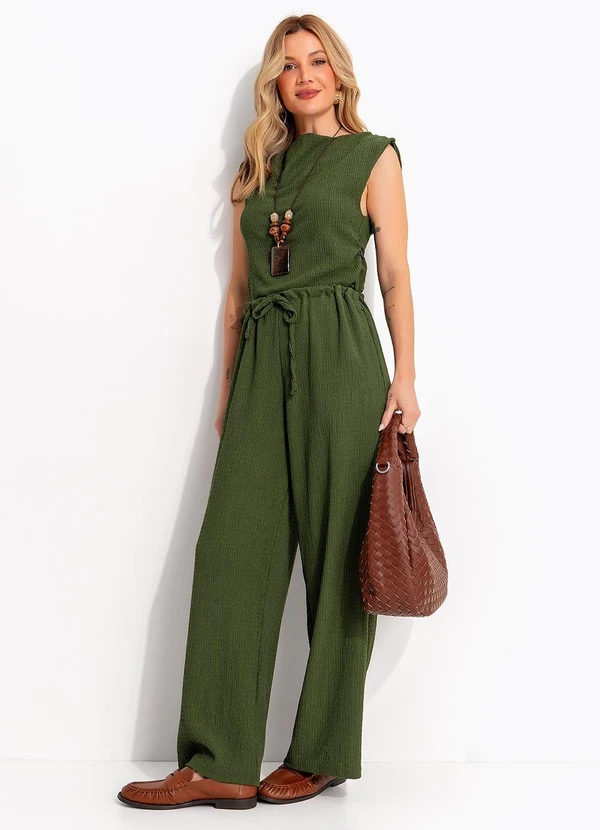 Quintess - Blusa Verde Musgo em Malha Texturizada