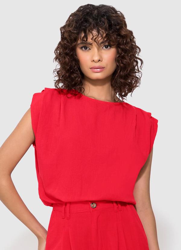 Enfim - Blusa Vermelha Box em Viscolinho
