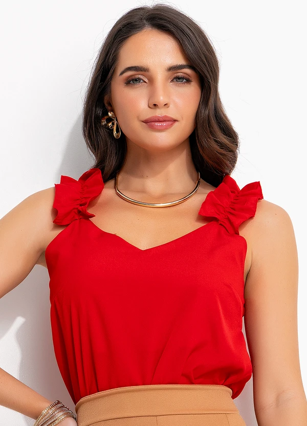 Quintess - Blusa Vermelha em Crepe Plano