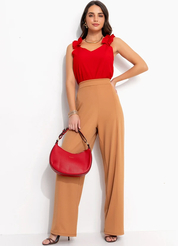 Quintess - Blusa Vermelha em Crepe Plano 3