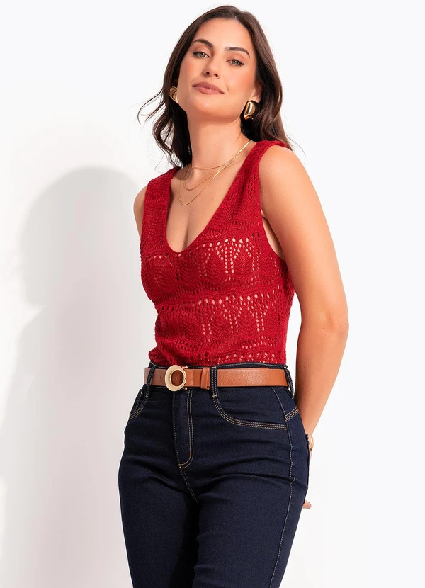 Quintess - Blusa Vermelha em Tricô 8