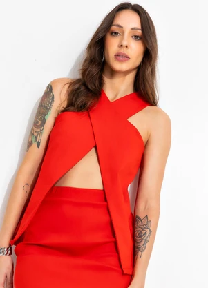 Bimini - Blusa Vermelho em Bengaline - BIMINI