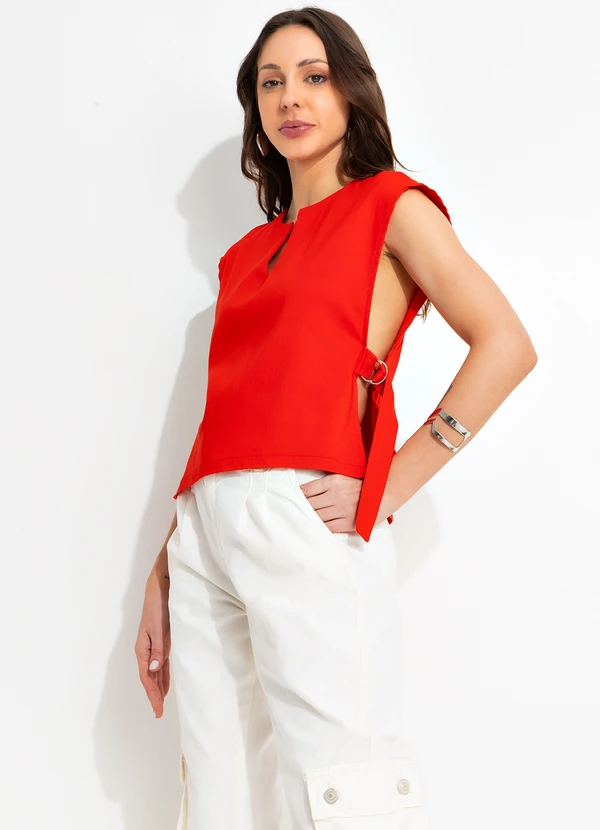 Bimini - Blusa Vermelho em Bengaline 3