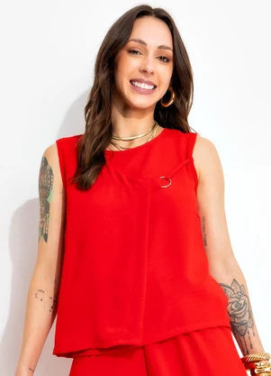 Bimini - Blusa Vermelho em Crepe Plano - BIMINI