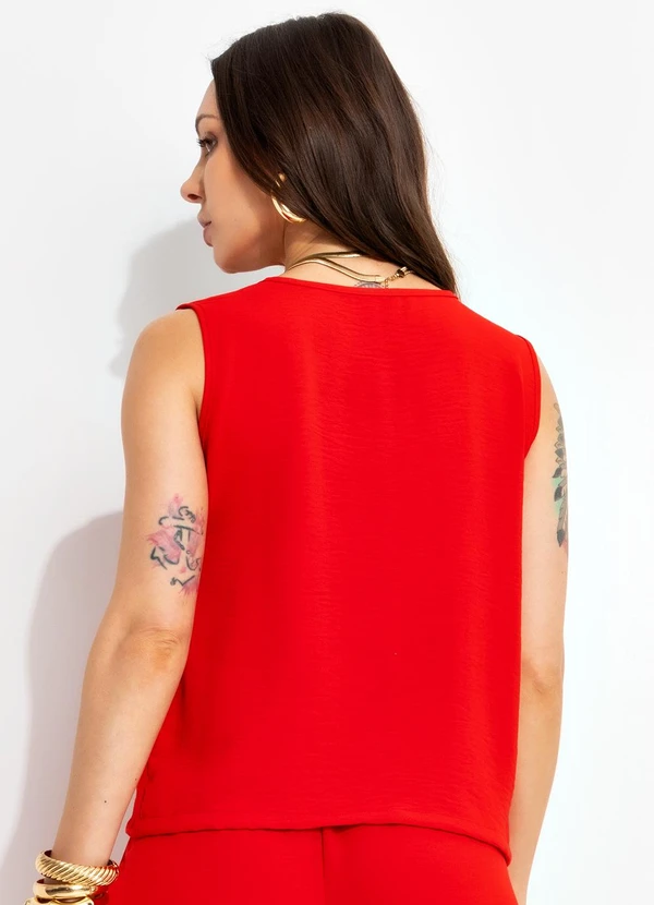 Bimini - Blusa Vermelho em Crepe Plano 2