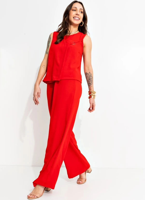 Bimini - Blusa Vermelho em Crepe Plano 5