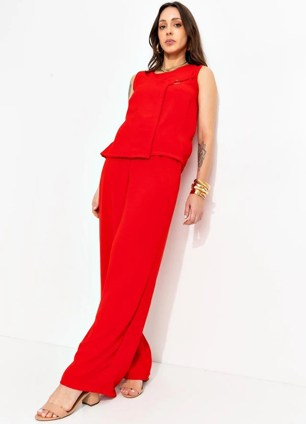 Bimini - Blusa Vermelho em Crepe Plano 6