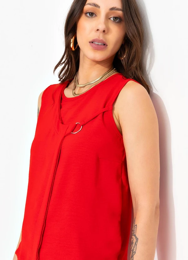 Bimini - Blusa Vermelho em Crepe Plano 7