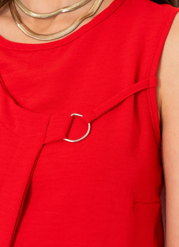 Bimini - Blusa Vermelho em Crepe Plano 8