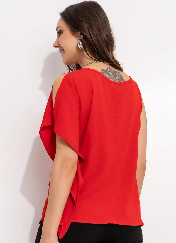 Bimini - Blusa Vermelho em Crepe Plano 2