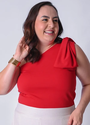 Quintess - Blusa Vermelho em Malha Crepe - QUINTESS