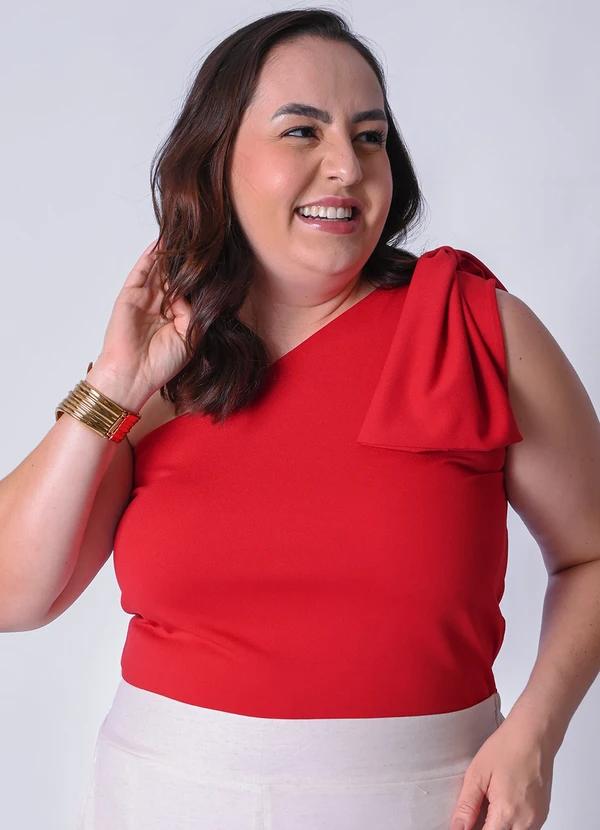 Quintess - Blusa Vermelho em Malha Crepe 5