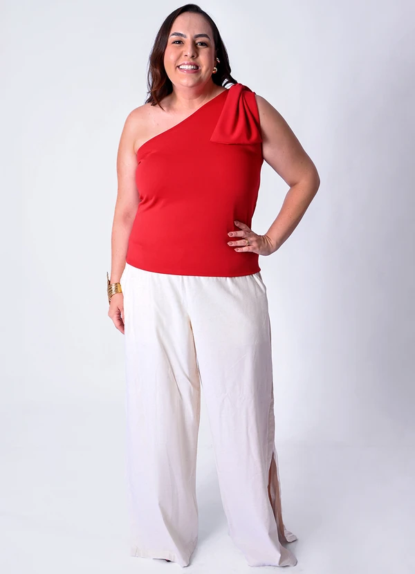 Quintess - Blusa Vermelho em Malha Crepe