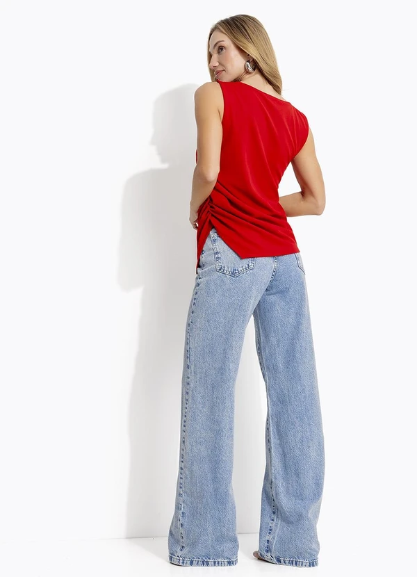 Quintess - Blusa Vermelho em Malha Crepe