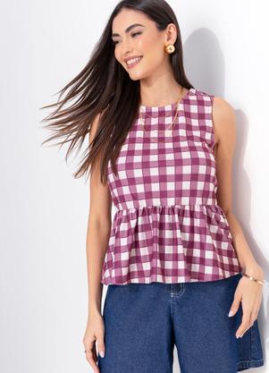 Blusa (Vichy Bord�) e Malha Crepe