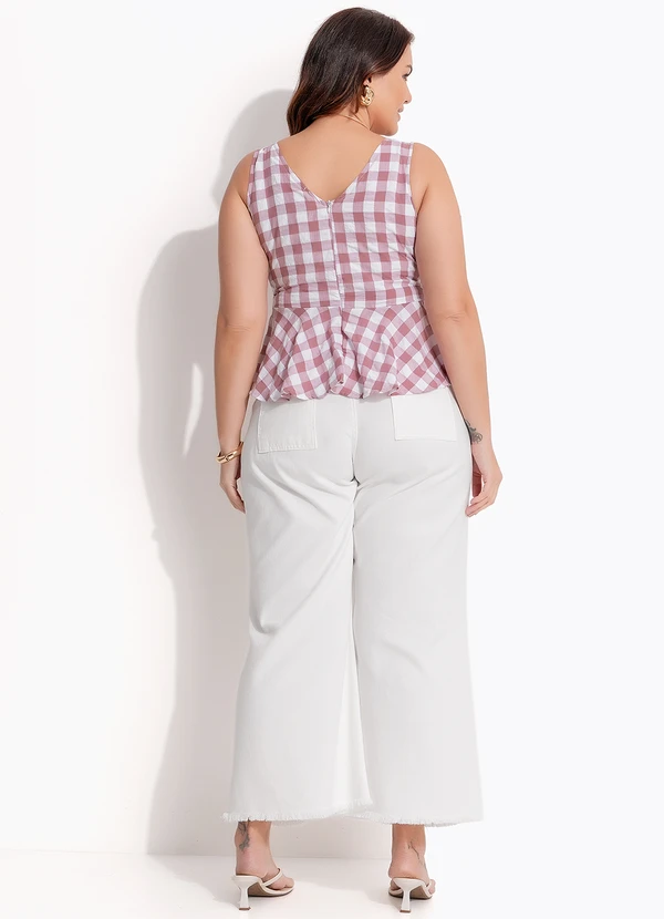 Quintess - Blusa Vichy Rose em Tecido Plano de Poliéster